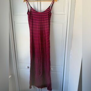 Red and Black Striped bodi Maxi Dress